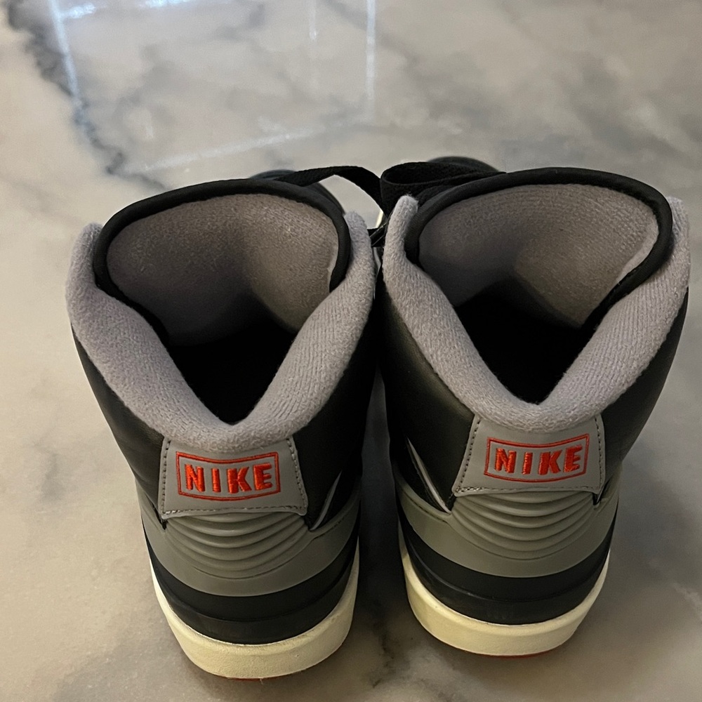 Nike Air Jordan 2 Retro Black Cement 35th Anniversary High Top Leather Sneakers - Picture 4 of 9